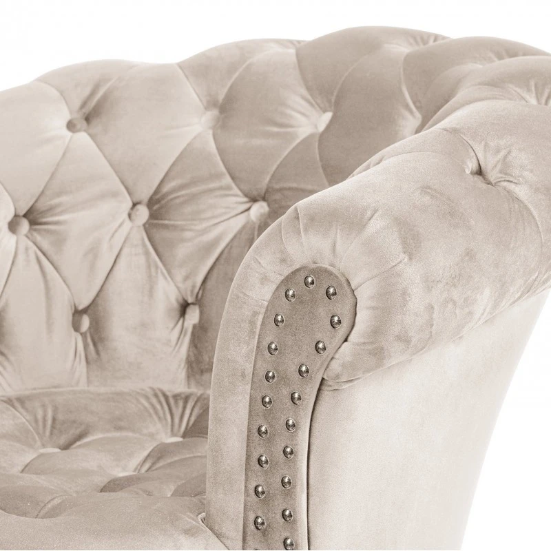 Фотьойл Честърфийлд Людовик, бежово кадифе